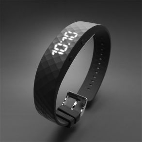 Svart armband med tid, datum och 8 återkommande alarm - Fibex Vibrating Reminder Watch FIBEX8V06