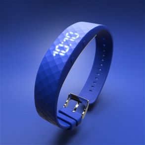 Helblått armband med tid, datum och 8 återkommande alarm - Fibex Vibrating Reminder Watch FIBEX8V01