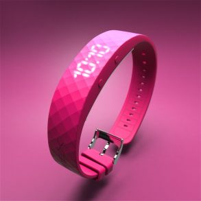 Rosa armband med tid, datum och 8 återkommande alarm - Fibex Vibrating Reminder Watch FIBEX8V03