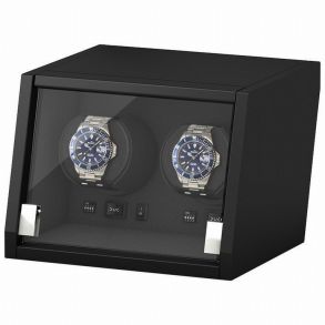 Svart WatchWinder med LED-ljus, för två klockor - Beco Boxy Castle