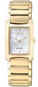 Minimalistiskt damur med smal armbandslänk och urtavla i pärlemor - Citizen EG2973-55D