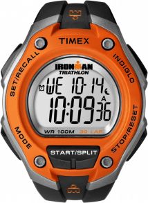 Multifunktionsklocka i svart, orange och silver - Timex Ironman T5K529