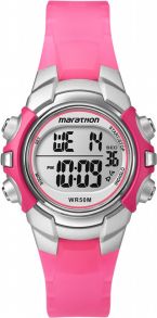 Digital, sportig klocka med rosa hartsarmband - Timex Marathon T5K808