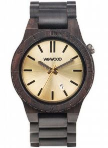 Träklocka med mörkt armband och boett, men ljus urtavla - WeWood Arrow Black Gold