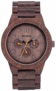 Klocka i trä, med orange visare - WeWood Kappa Chocolate