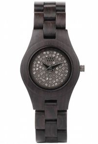 Träklocka med självlysande beläggning - WeWood Moon Crystal Black