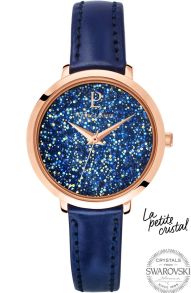 Blått läderarmband och gnistrande Swarovski-kristaller - Pierre Lannier La Petite Cristal 105J966