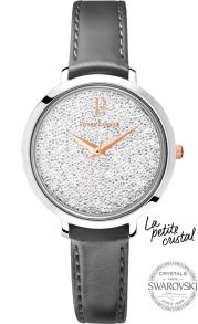 Ett svart läderarmband pryder denna klocka - Pierre Lannier La Petite Cristal 107J609