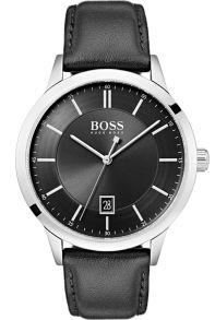 Stålboett och svart läderarmband - Hugo Boss Black Officer 1513611