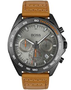 Funktionellt herrur med brunt läderarmband - Hugo Boss Black 1513664