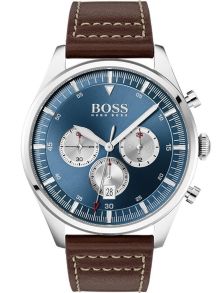 Kronograf med brunt läderarmband - Hugo Boss Black Pioneer 1513709