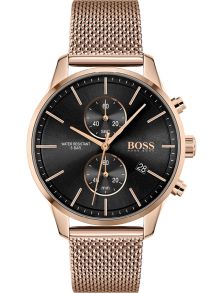 Rödguldsfärgat stålklocka med mesharmband och kronograf - Hugo Boss Associate 1513806