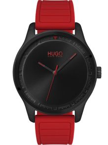 Kvartsur med rött silikonarmband... boett och urtavla är svarta - Hugo Boss Move 1530031