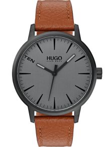 Klassisk och minimalistisk med manliga färger och läderarmband - Hugo Boss Stand 1530075