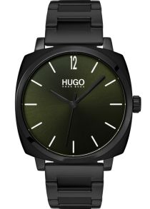 Svart stålklocka med läckert mörkgrön urtavla och justerbart armband - Hugo Boss Own 1530081