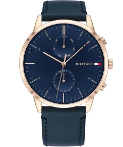 Rödguldsfärgad stålboett, resten är blått (inklusive läderarmbandet) - Tommy Hilfiger Hunter 1710405