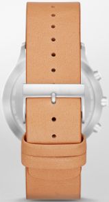 Ett armband i brunt läder, som passar till Skagen Connected Jorn Smartwatch Hybrid SKT1200