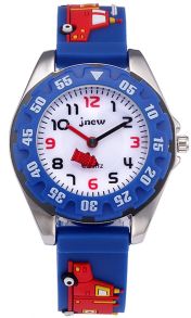 Barnklocka med brandbilar - Fibex Jnew Kids Fire Trucks 20076-blue