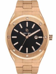 Rödguldsfärgad stålklocka som ser ut som om det vore trä i stället - Paul Rich Signature Ambassador´s Rose - Steel PR68