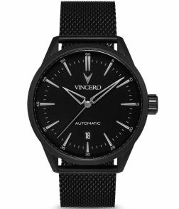 Helsvart stålklocka med mesharmband - Vincero Icon Automatic Mesh Matte Black Bla-Bla-Y05