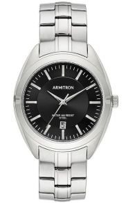 Kvartsur och datumvisning, armband och boett i silverfärgat stål... som flyter ihop - Armitron Mens 20/5387BKSV