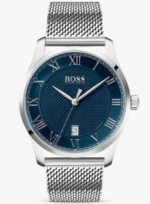 Silverfärgat mesharmband i stål - Hugo Boss Black Master 1513737