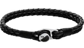 Dubbelradigt armband i svart läder - Tommy Hilfiger 21mm Leather Band 2790197