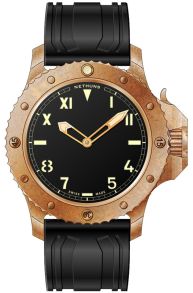 Seriöst dykarur med bronsboett, resten är svart - Nethuns 5.2.1.7.04 Swiss Made Limited Edition (299 pieces worldwide) Bronze Diver