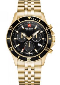 Stålklocka med guldbeläggning samt datumvisning - Swiss Military Hanowa Flagship II Chrono 06-5331.02.007