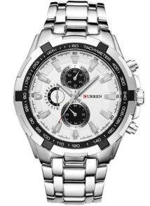 Fejk-kronograf med bred boett (46 mm) - Curren 8023-SLBLWHSL