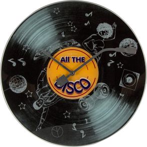 Väggur formgiven som en vinylskiva, komplett med pickup-arm som visare - NeXtime Disco 43cm 8183