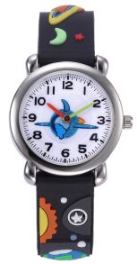 Analogt barnur med rymdtema - Fibex Jnew Kids Spaceship 86294-black