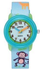 Härligt barnslig barnklocka - Fibex Jnew Kids Animals 86313-green