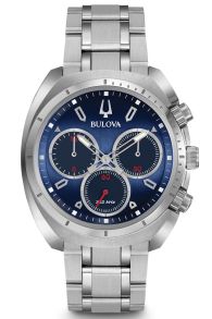 Unikt herrur i stål och blå urskiva - Bulova Curv 96A185