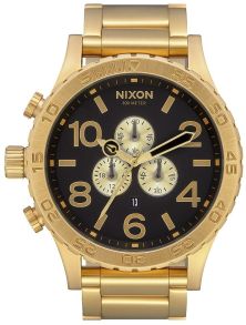 Guldfärgad stålklocka med 30 bar vattentäthet - Nixon 51-30 Chrono All Gold / Black A083-510