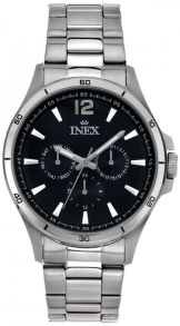 Denna stålklocka har tre extra urskivor - Inex Mens Silver/Black A12148S5I