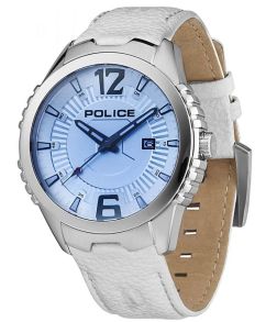 Blå urtavla, vitt läderarmband - Police Vice A13592JS04