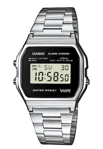 Klassisk Casio med stålarmband - Casio Classic Retro Silver/Black - A158WEA-1EF