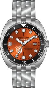 Orange urtavla, silverfärgat stål - Nethuns Aqua II Steel 300M Automatic Diver A2S304