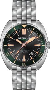 Dykarur med 30 bar vattentäthet, roterande bezel och automatiskt urverk - Nethuns Aqua II Steel 300M Automatic Diver A2S322