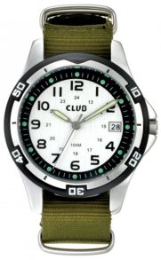 Stor barnklocka med militärfärgat nylonarmband - Club 100m Green A65127-1S4A