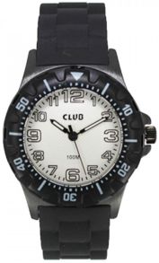 Vattentät armbandsklocka med gummiarmband - Club 100m Black White A65178SS4A
