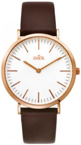 Stilrent damur med brunt läderarmband - Inex Ladies Rose Gold/White A69463D4I