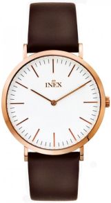 Herrklocka i rödguld och brunt - Inex Mens Rose Gold/White A69464D4I
