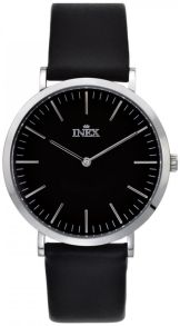 Herrur med svart läderarmband - Inex Mens Silver/Black A69464S5I