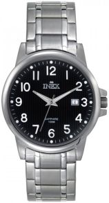 Armbandsklocka för män, med safirglas - Inex Mens Silver/Black A69466S5A