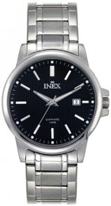 Skandinaviskt formgivet herrur, med safirglas - Inex Mens Silver/Black A69466S5I