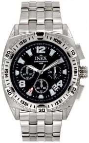 Herrur i stål, med svart urtavla - Inex Mens Silver/Black A69489S5I