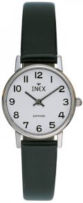 Klassisk klocka, svart läderarmband - Inex Ladies Silver/White A6948S0A