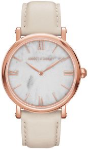 Armband av kalvläder - Abbott & Mosley Rose Carrara Cream 40mm AM233 - LQ